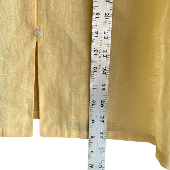 TALBOTS 8 Irish Linen Button Down Sleeveless Top Side Slits Yellow Beachy - Picture 10 of 13